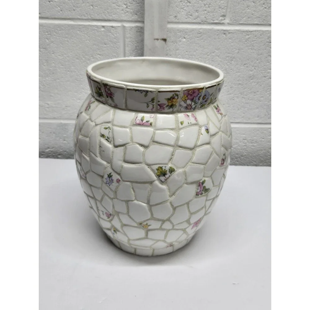 Mosaic Tile Vase Vintage 9.75